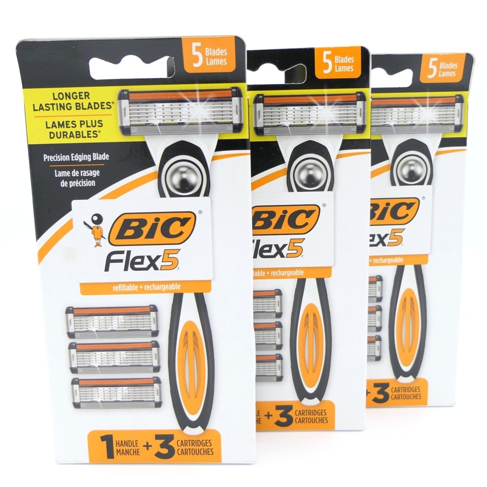 Bic Flex 5 Precision Edging Blade Razors 3 Packs 1 Handle 3 Cartridges Each Pack